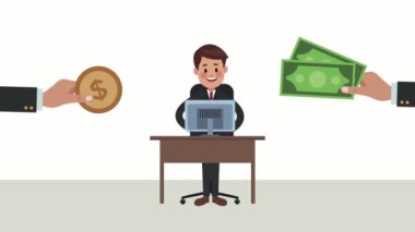 Masaüstü ve para kullanan işadamı