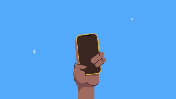 Afro hand menselijke tillen smartphone animatie — Stockvideo