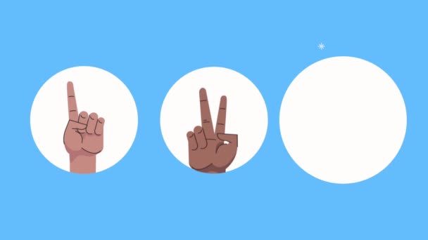 Handen menselijke tellen symbolen animatie — Stockvideo