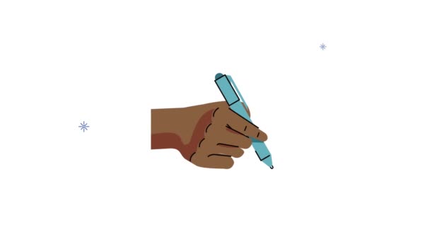 Afro main écriture humaine avec animation stylo — Video