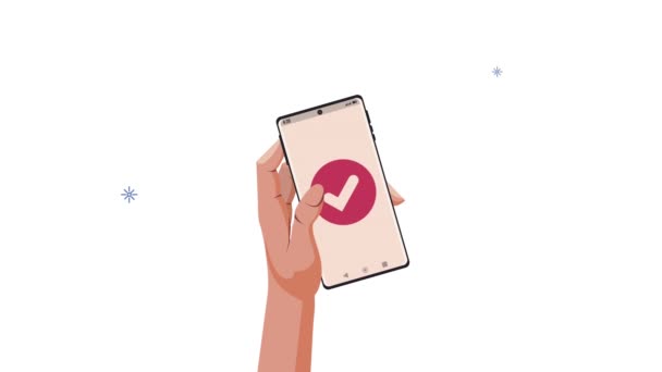 Hand Mensch mit Smartphone-Animation — Stockvideo