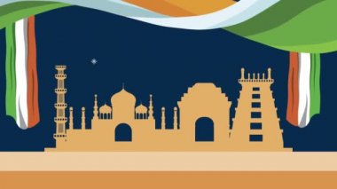 Tac Mahal ve binalarla Hindistan 'ın bağımsızlık gününü kutluyoruz.