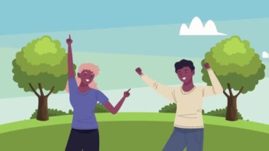Afro çift dans eden karakterler animasyonu