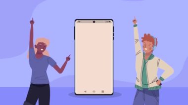 Akıllı telefonla dans eden ırklar arası bir çift.