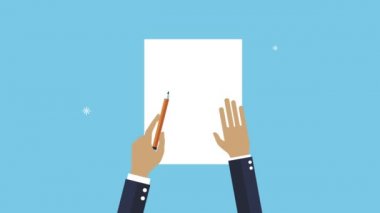 Kağıda yazı yazan adamla yaratıcı süreç animasyonu