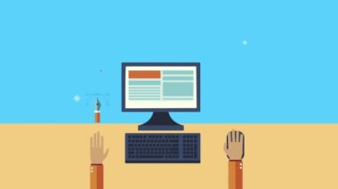 Masaüstünde çalışan tasarımcı ile yaratıcı süreç canlandırması