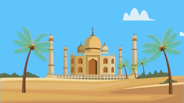 Indian culture taj mahal scene — Stock Video