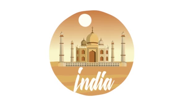 Lettrage fête de l'indépendance de l'Inde avec taj mahal dans le désert — Video