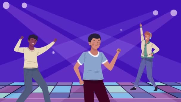 Pemuda menari di animasi disko — Stok Video