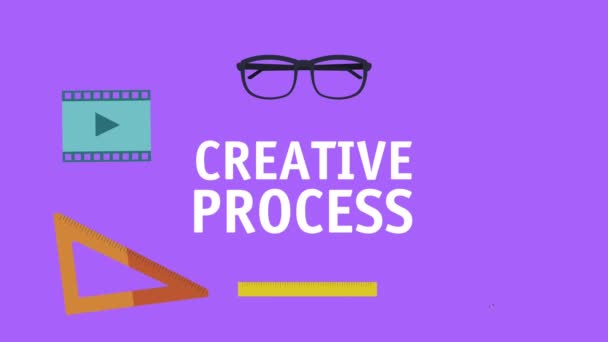 Creative process lettering with supplies animation — Stock Video