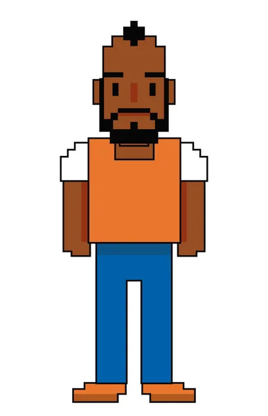 Pixelated afro bearded avatar — Stock Vector