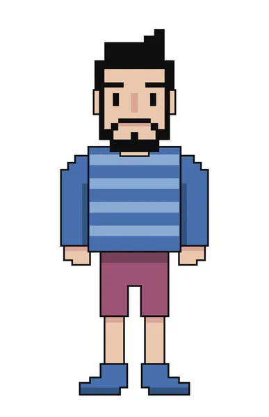 Pixelated sakallı adam avatar — Stok Vektör