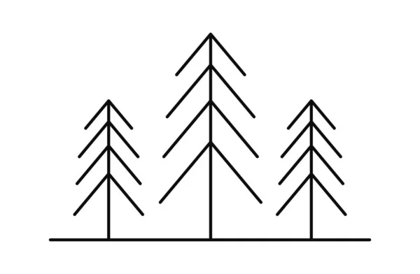 Pinos árboles línea estilo — Vector de stock
