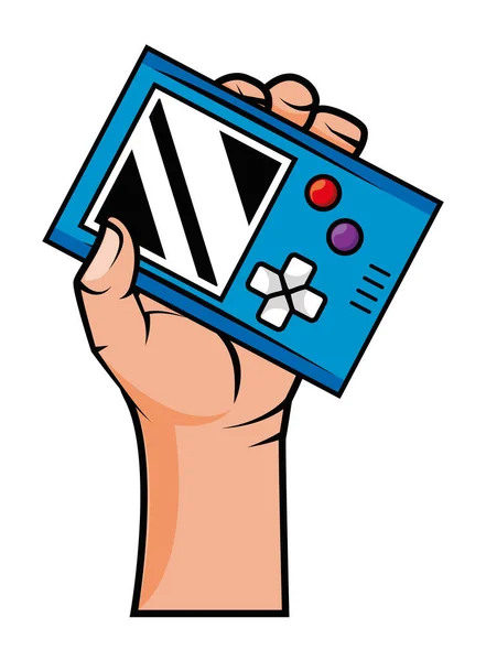Kéz régi videojáték eszköz — Stock Vector