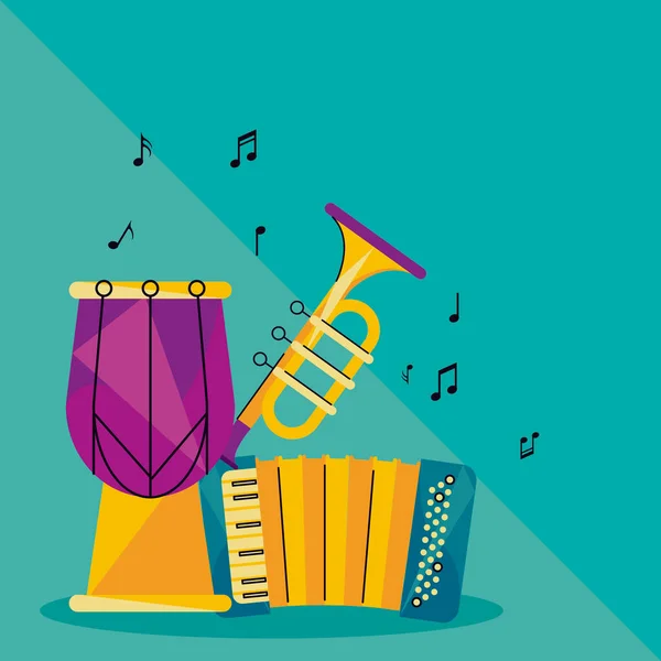 Trumpe and instruments — Stock Vector