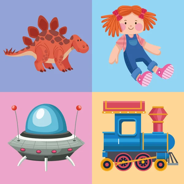 Quatre jouets pour enfants — Image vectorielle