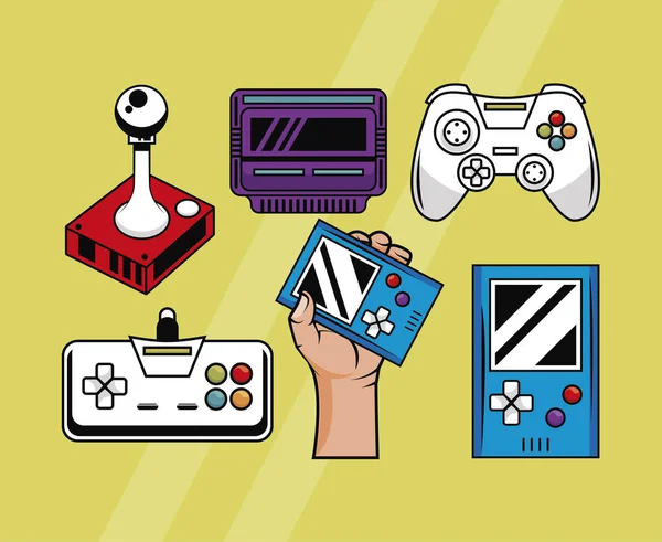 Seis iconos de videojuegos — Vector de stock