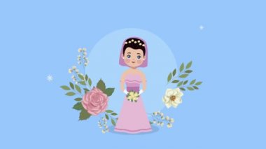 Çiçek çerçeveli güzel bir eş.