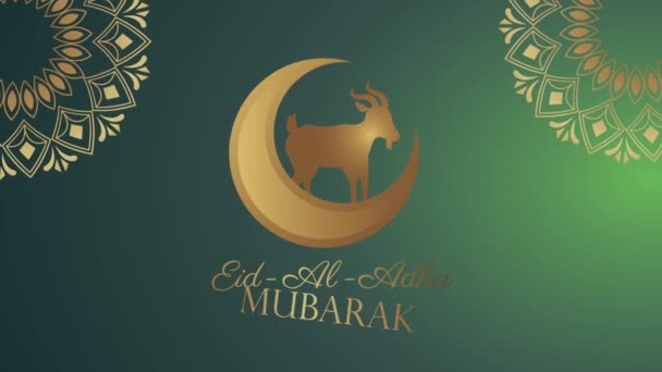 Eid aladha lettering dorato con capra in luna crescente — Video Stock