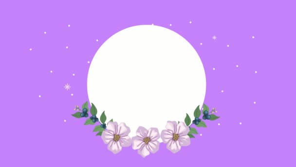 Лиловые цветы сад в круглой рамке — стоковое видео