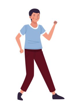 Genç adam dans ediyor.