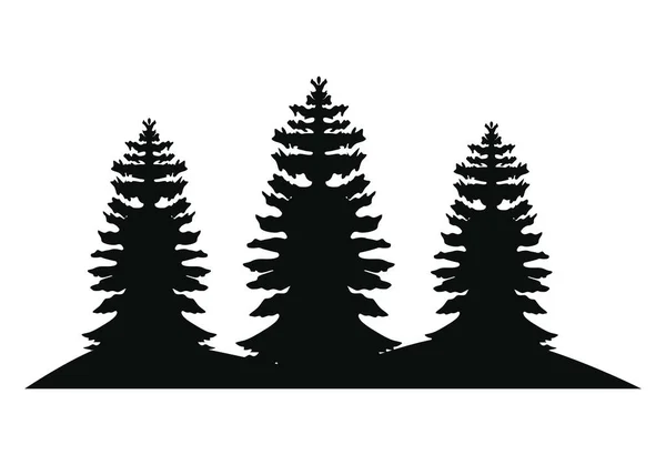 Силуэт соснового леса — стоковый вектор