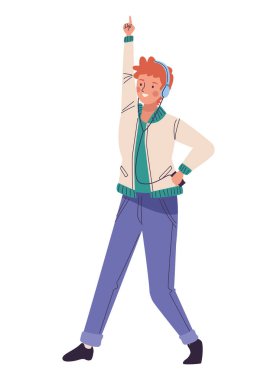 Kulaklıkla dans eden adam.