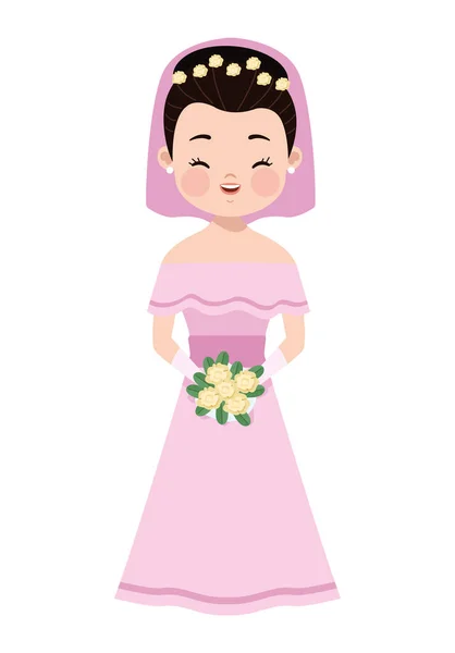 Rosa esposa con flores — Vector de stock