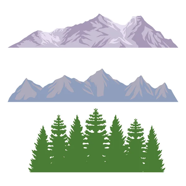 Tres y montañas — Archivo Imágenes Vectoriales