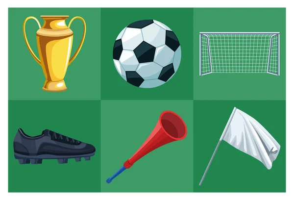 Шесть футбольных икон — стоковый вектор