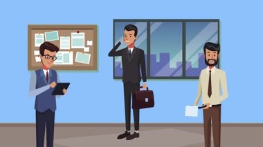 bir grup iş adamı çalışan karakterler