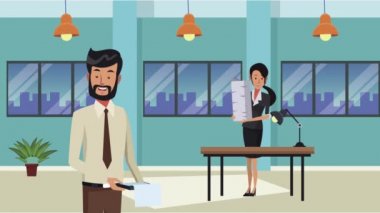 Ofis karakterlerindeki zarif çift işçileri.