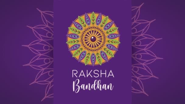 Raksha bandhan celebración letras con decoración de mandala — Vídeos de Stock