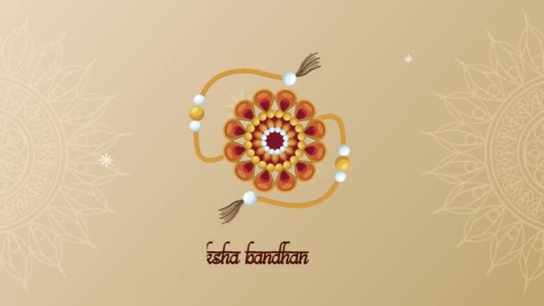 Raksha bandhan celebración letras con pulsera floral — Vídeos de Stock