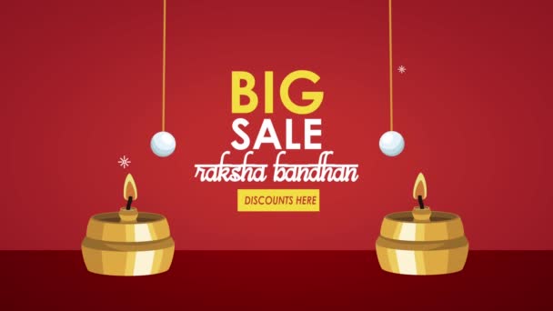 Happy raksha bandhan sale lettering with candles — Stock Video