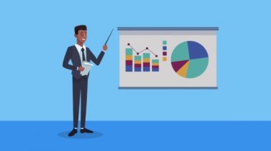 İstatistik sunumuyla zarif afro iş adamı