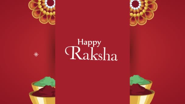 Felice raksha bandhan lettering con mandala e colori in polvere — Video Stock