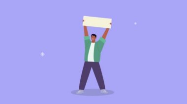 Afro adam afiş karakteri ile protesto ediyor