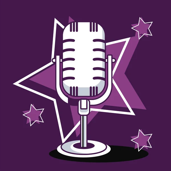 Καραόκε μικρόφωνο και αστέρια — Διανυσματικό Αρχείο