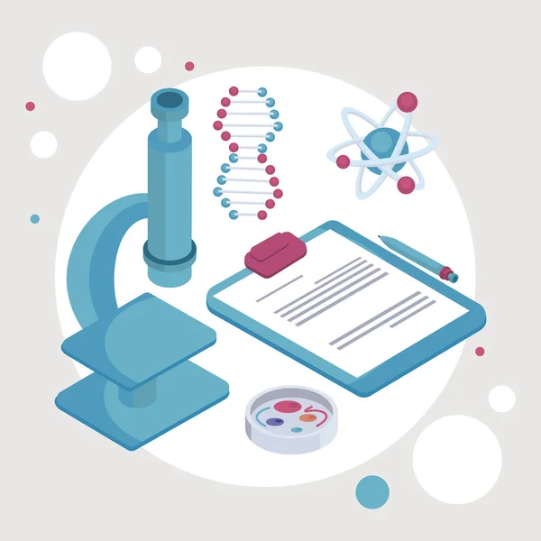 Microscope de laboratoire et liste de vérification — Image vectorielle