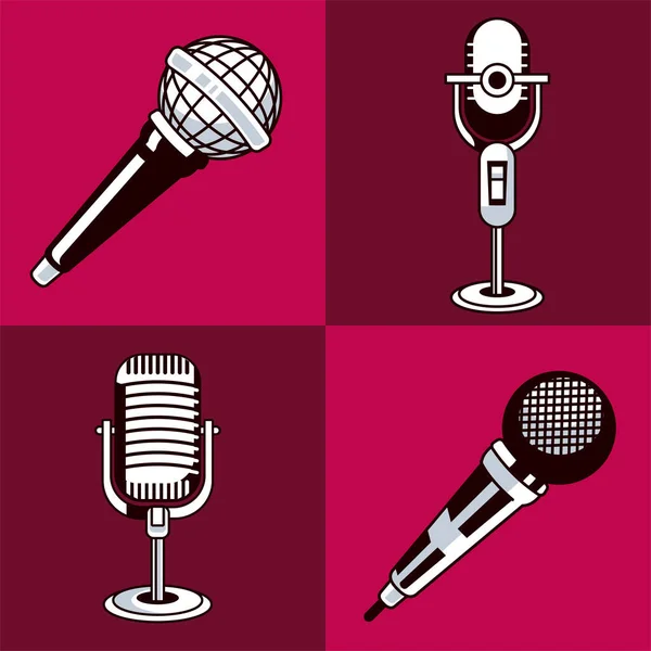 Karaoke four mics — Stock Vector