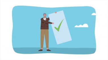 Erkeklerin oy vermesiyle seçim günü animasyonu