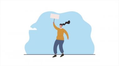 Bayrağı kaldıran kadınla seçim günü animasyonu