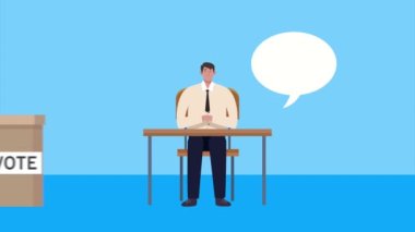 Seçim günü animasyonu hakimle oy kullanma yerinde