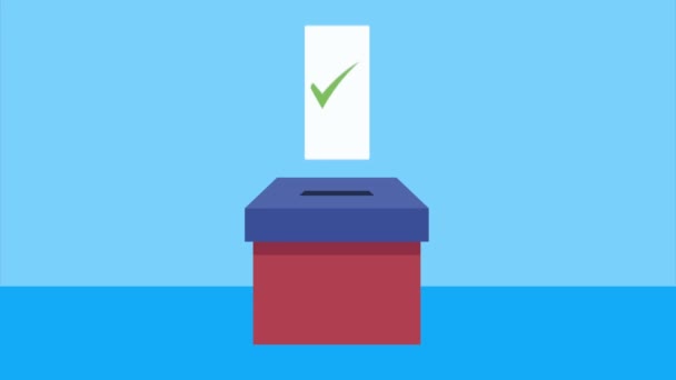 Verkiezingsdag animatie met stembus — Stockvideo