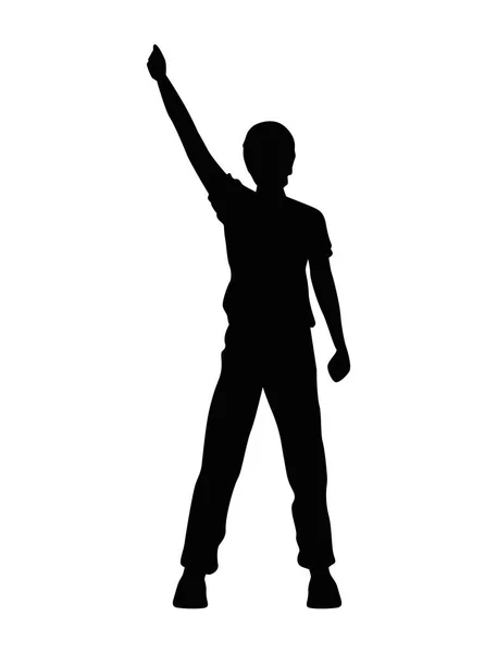 Silhouette man protesting — Stock Vector