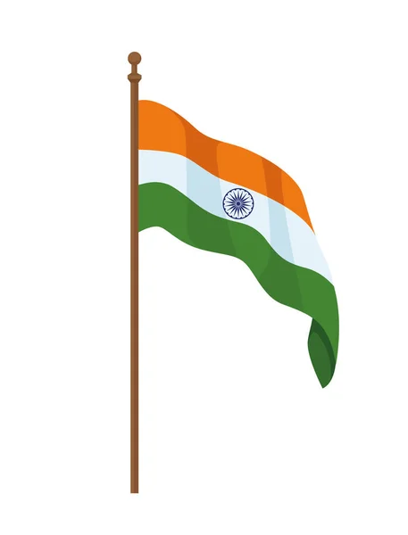 Индийский флаг на шесте — стоковый вектор