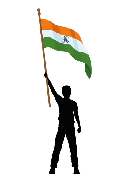 インド国旗を振り — ストックベクタ