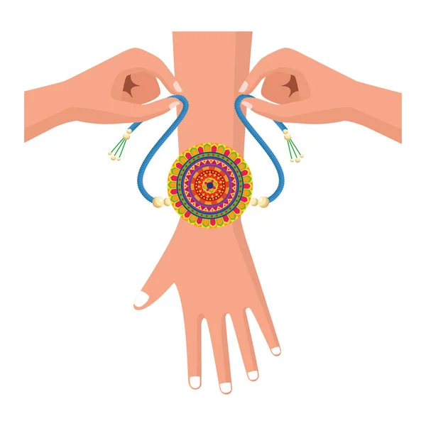 Mano poner la pulsera — Vector de stock