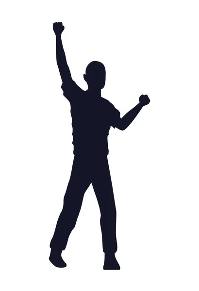 Silhouette person protesting — Stock Vector